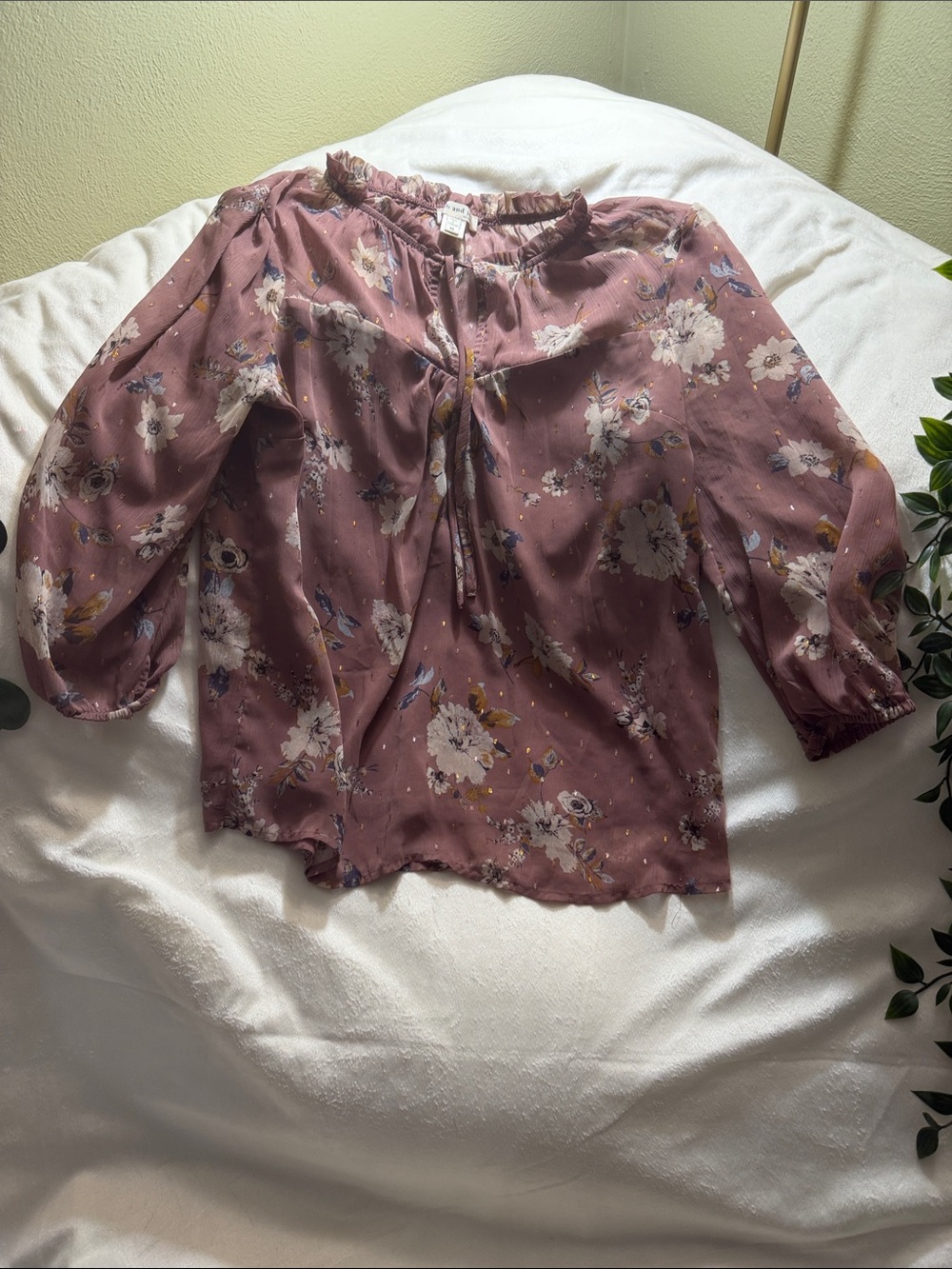 Faith and Joy Dusty Rose Floral Peasant Blouse